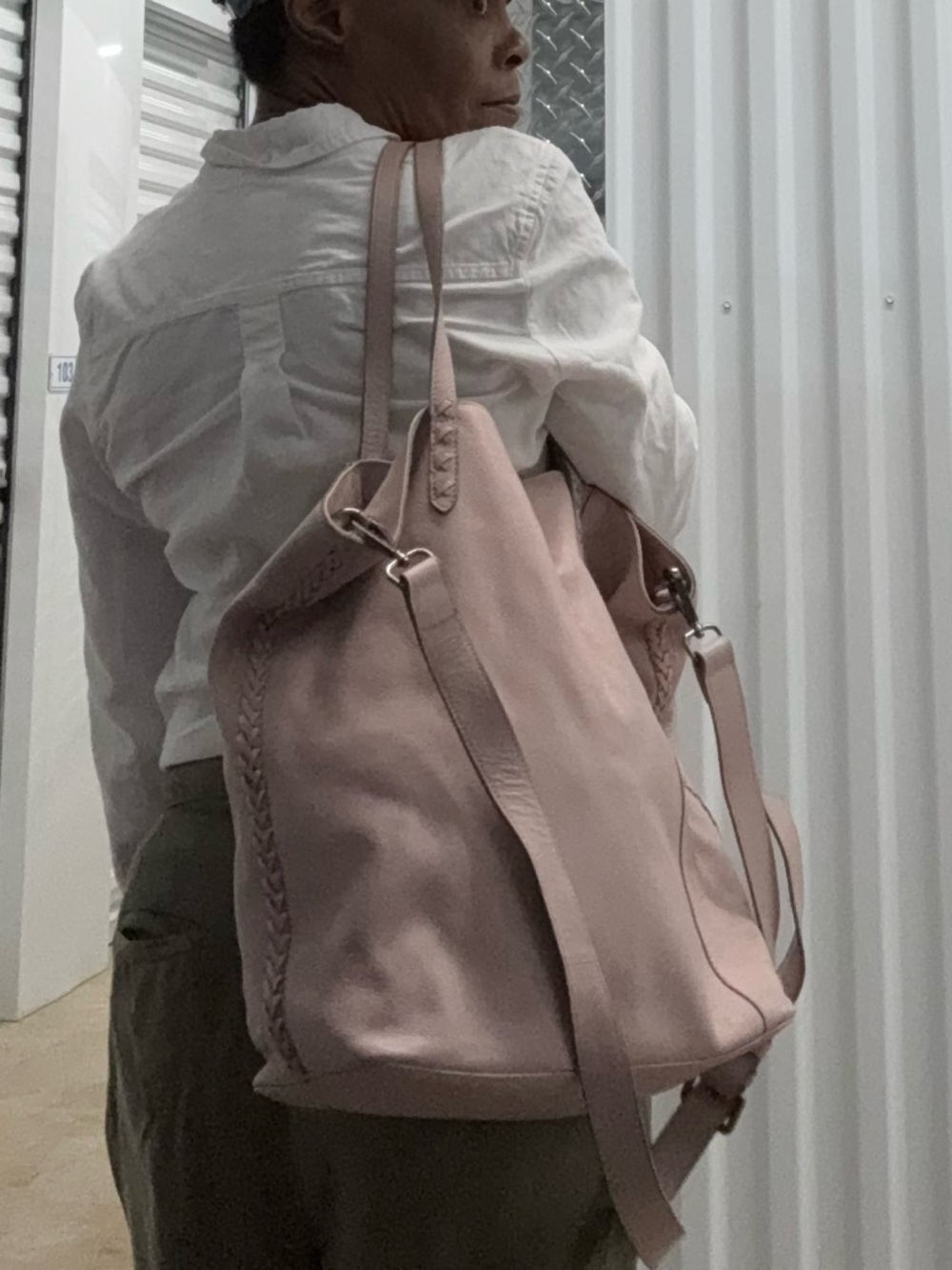 Tabitha Webb  Pink Leather convertible Tote Bag